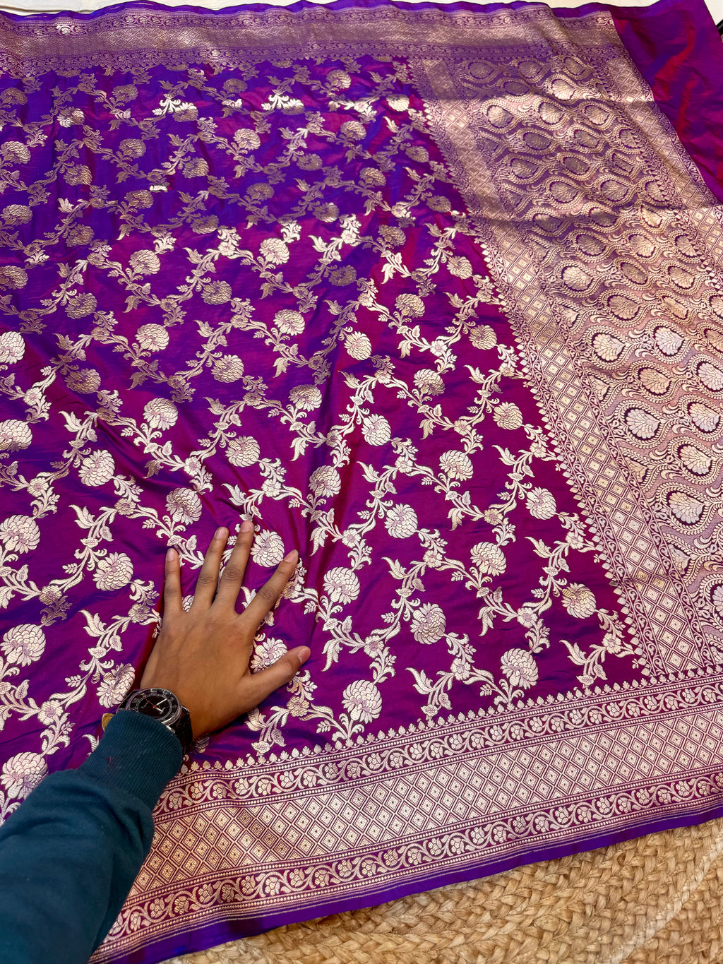 Dual Shade Wine Purple 100% Pure Banarasi Katan Silk Saree