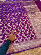 Dual Shade Wine Purple 100% Pure Banarasi Katan Silk Saree