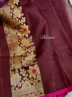 Wine Ektara Banarasi Kora Jamdani Saree
