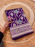 Prebook | Violet Purple 100% Pure Banarasi Katan Silk Meenakari Saree