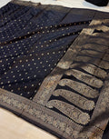 Black Banarasi Soft Mashru Silk Partywear Saree