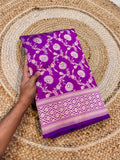 Dual Shade Purple 100% Pure Banarasi Katan Silk Saree