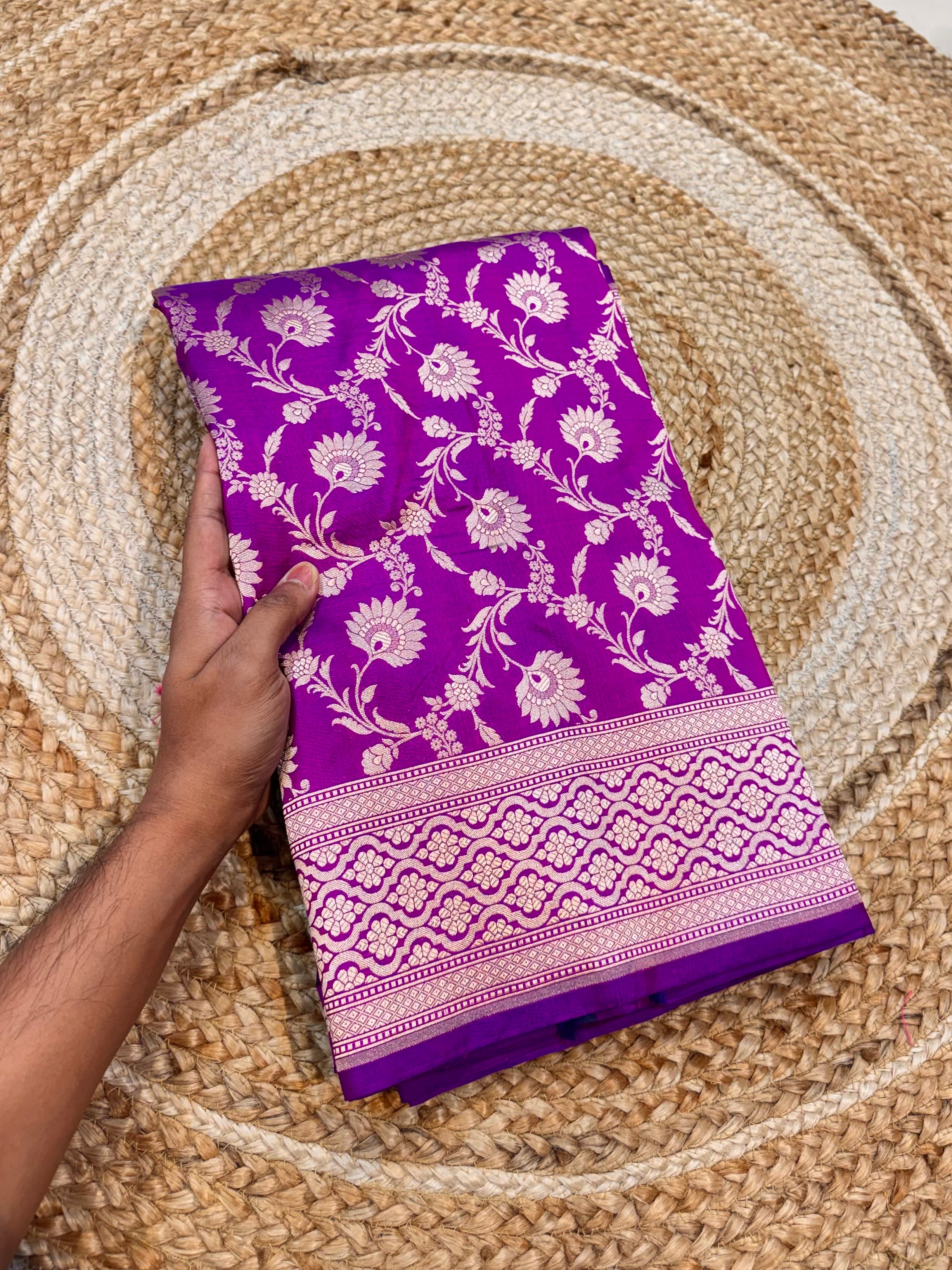 Dual Shade Purple 100% Pure Banarasi Katan Silk Saree