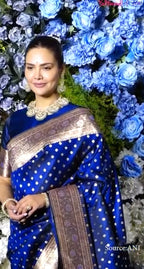 Prebook | Esha Gupta Mam inspired Royal Blue 100% Pure Banarasi Katan Silk Saree