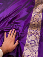 Prebook | Violet Purple 100% Pure Banarasi Katan Silk Saree