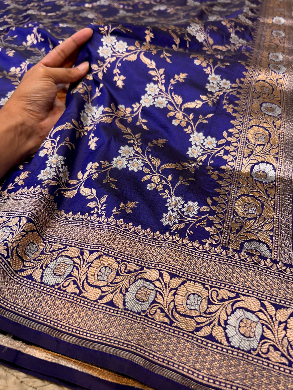 Prebook | Royal Blue 100% Pure Banarasi Katan Silk Meenakari Sareee