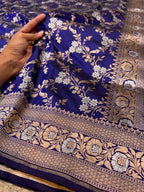 Prebook | Royal Blue 100% Pure Banarasi Katan Silk Meenakari Sareee