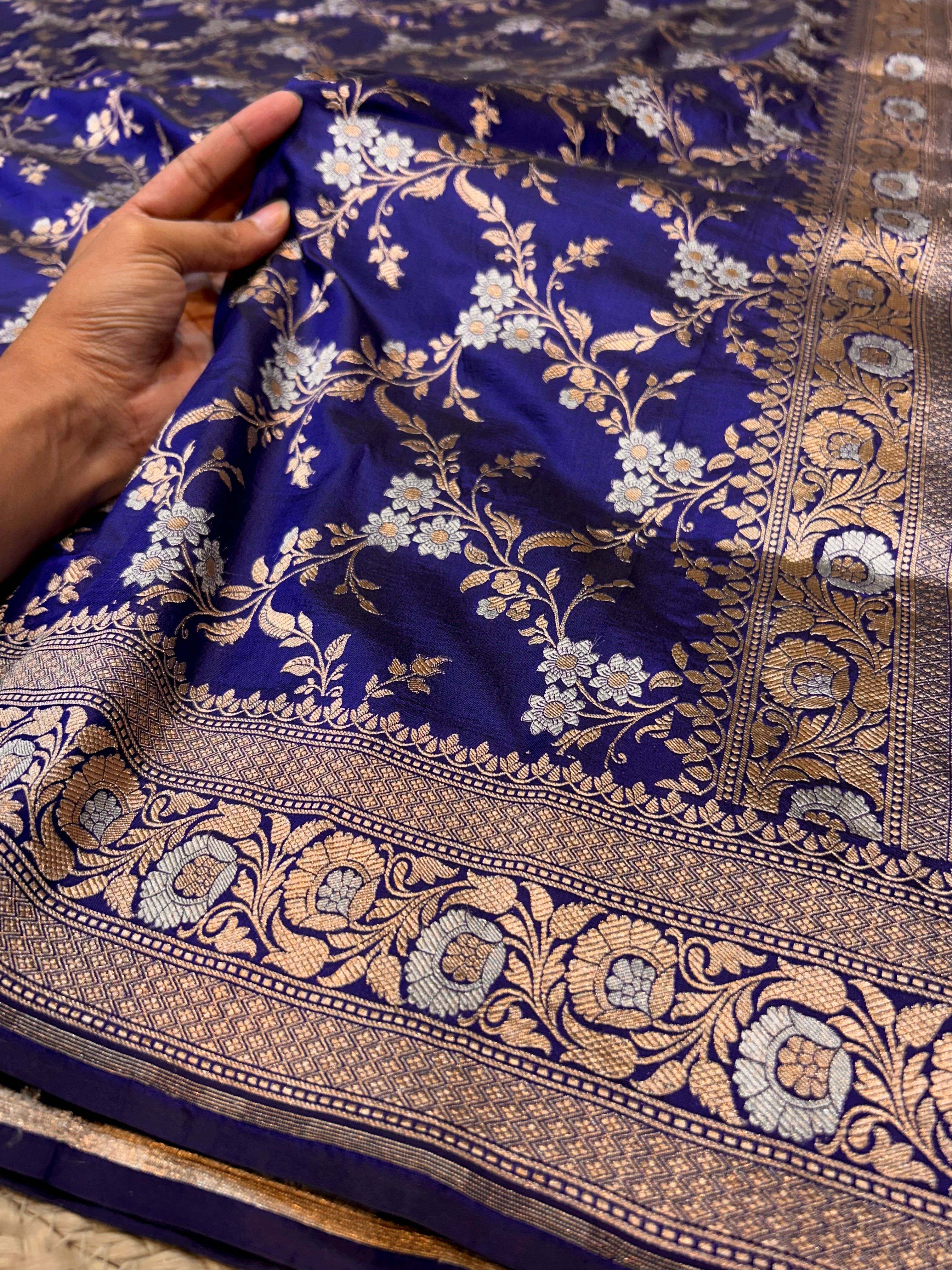 Prebook | Royal Blue 100% Pure Banarasi Katan Silk Meenakari Sareee