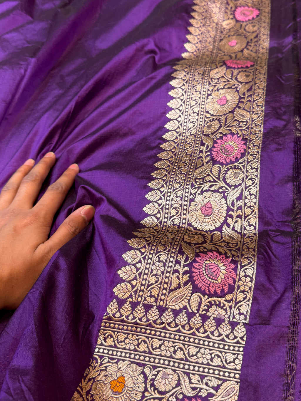 Prebook | Violet Purple 100% Pure Banarasi Katan Silk Meenakari Saree