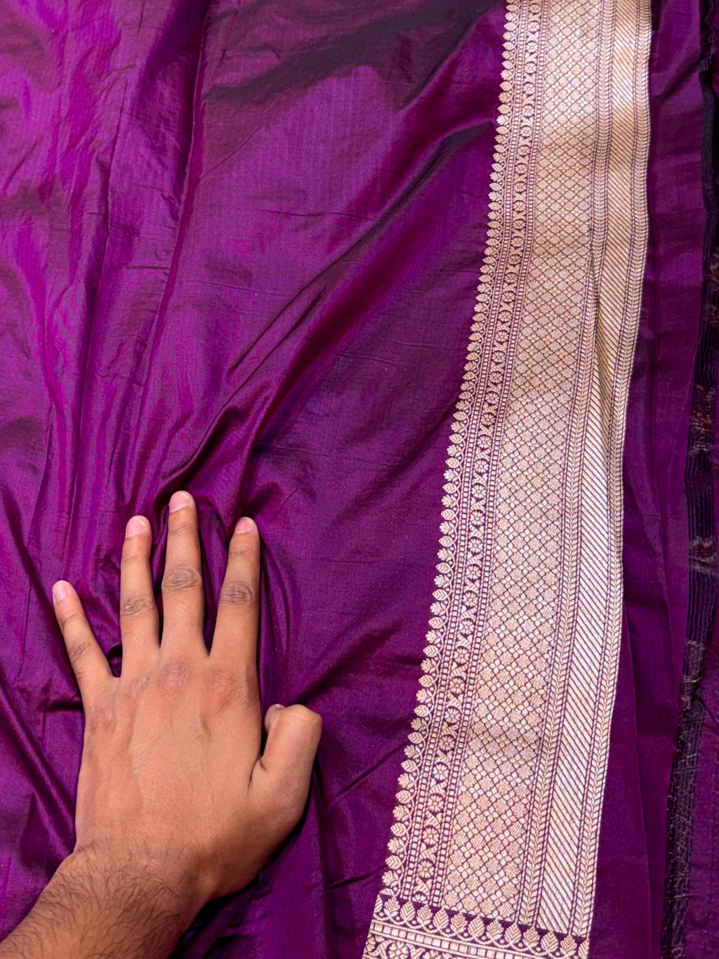 Wine Purple 100% Pure Banarasi Katan Silk Meenakari Saree