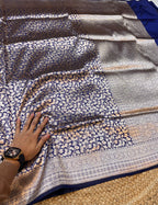 Royal Blue 100% Pure Banarasi Katan Silk Brocade Saree