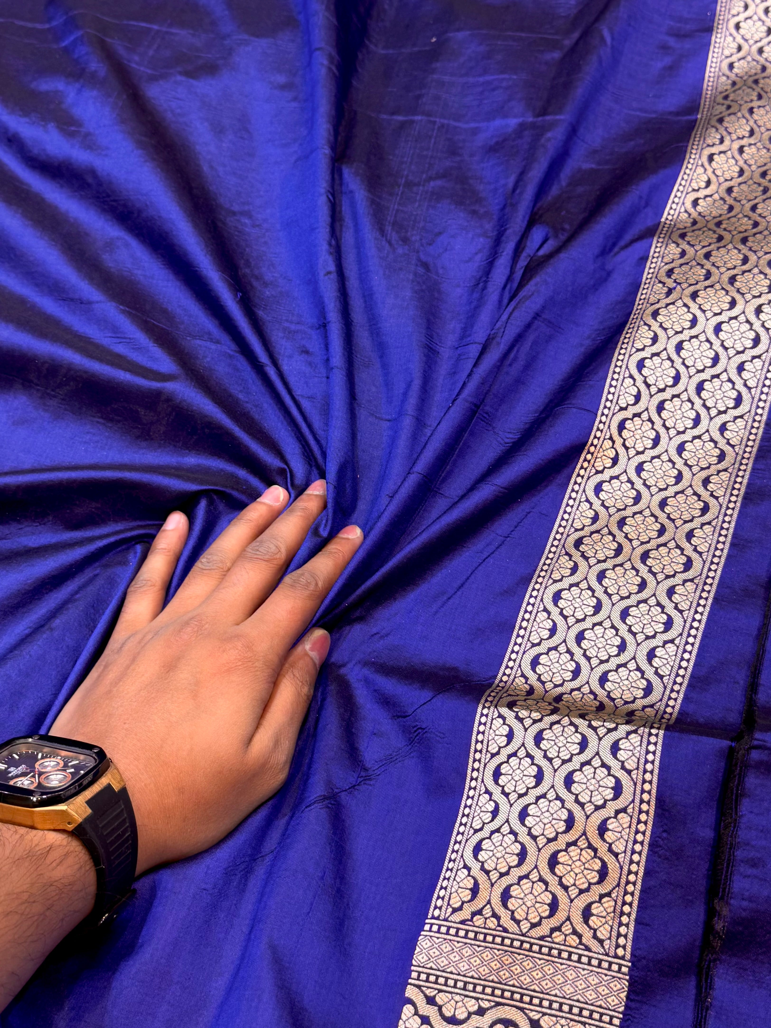 Royal Blue 100% Pure Banarasi Katan Silk Saree