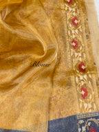Diamond Golden 100% Pure Ektara Banarasi Tissue Jamdani Saree