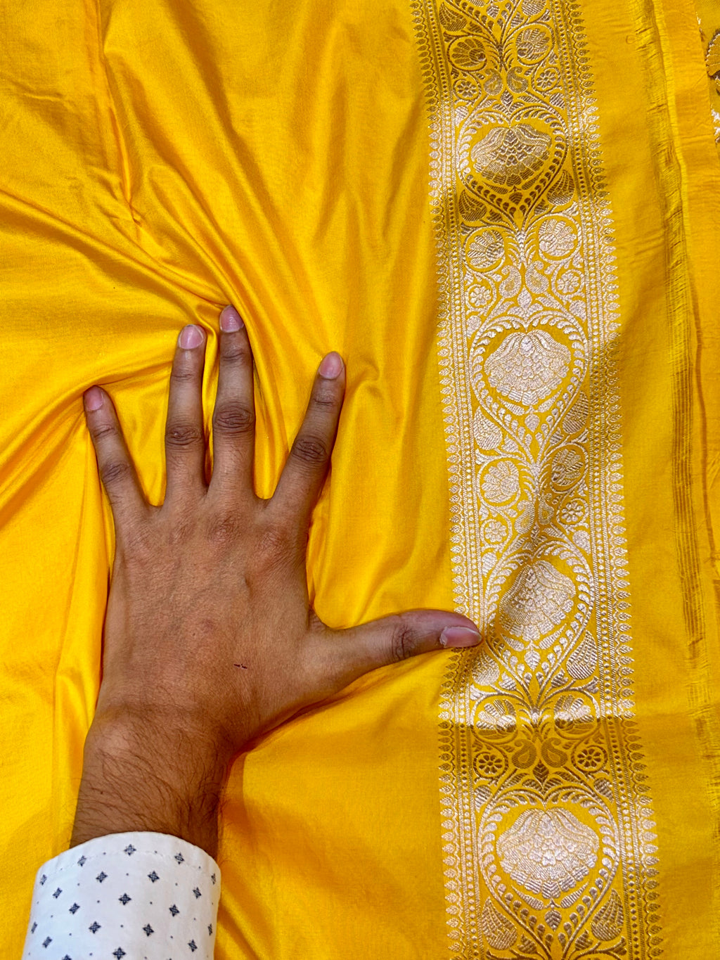 Yellow 100% Pure Banarasi Katan Silk Saree