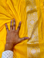 Yellow 100% Pure Banarasi Katan Silk Saree