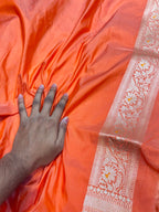 Peach 100% Pure Banarasi Katan Silk Meenakari Saree