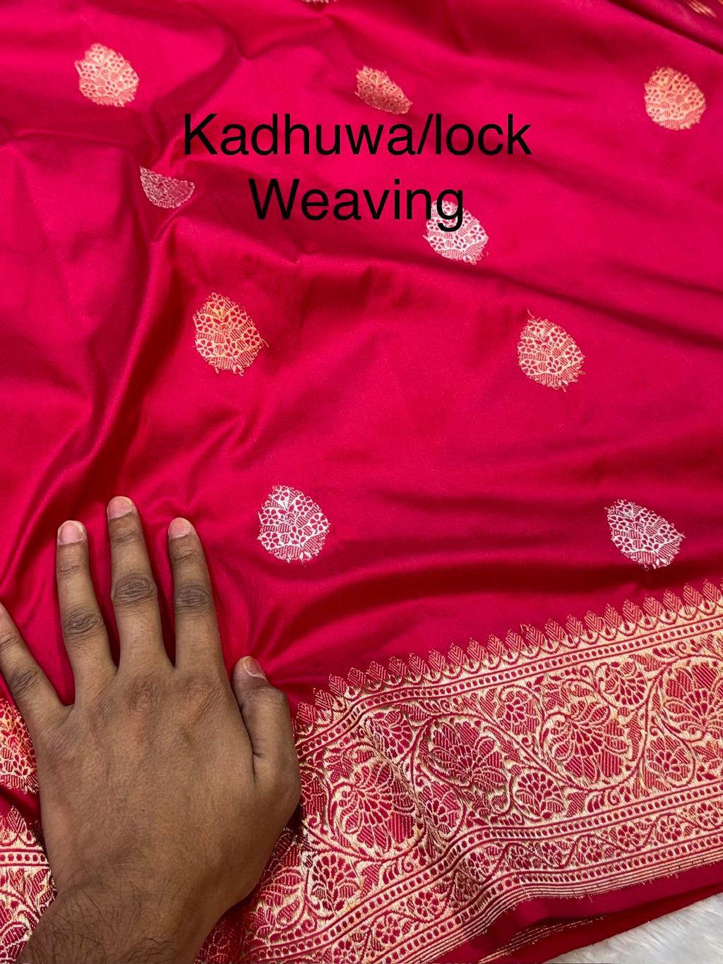 Hot Pink 100% Pure Banaras Katan Silk Handloom Handwoven Pattu Saree