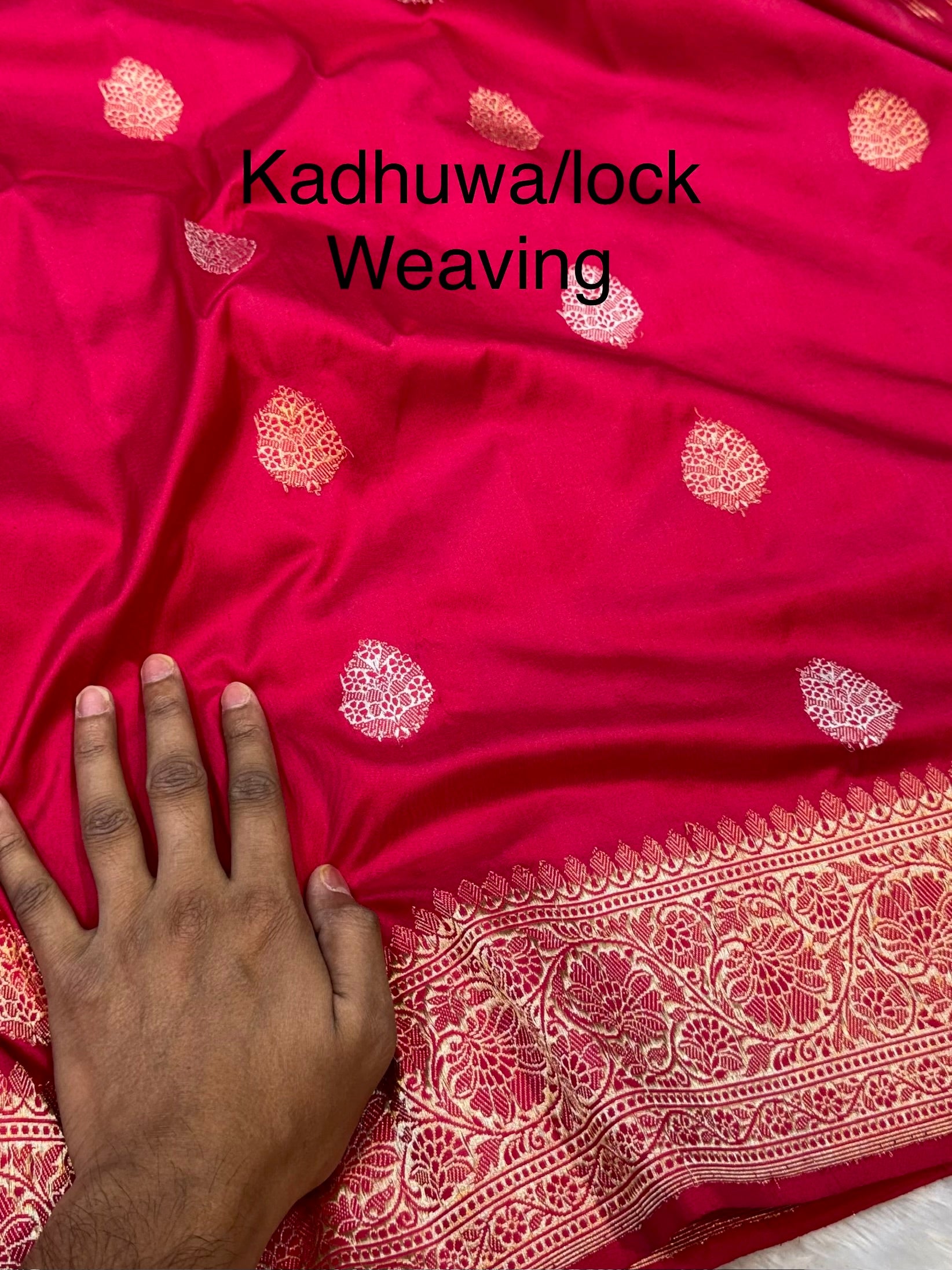 Hot Pink 100% Pure Banaras Katan Silk Handloom Handwoven Pattu Saree