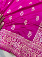 Fuscia Pink Pure Banarasi Katan Silk Saree
