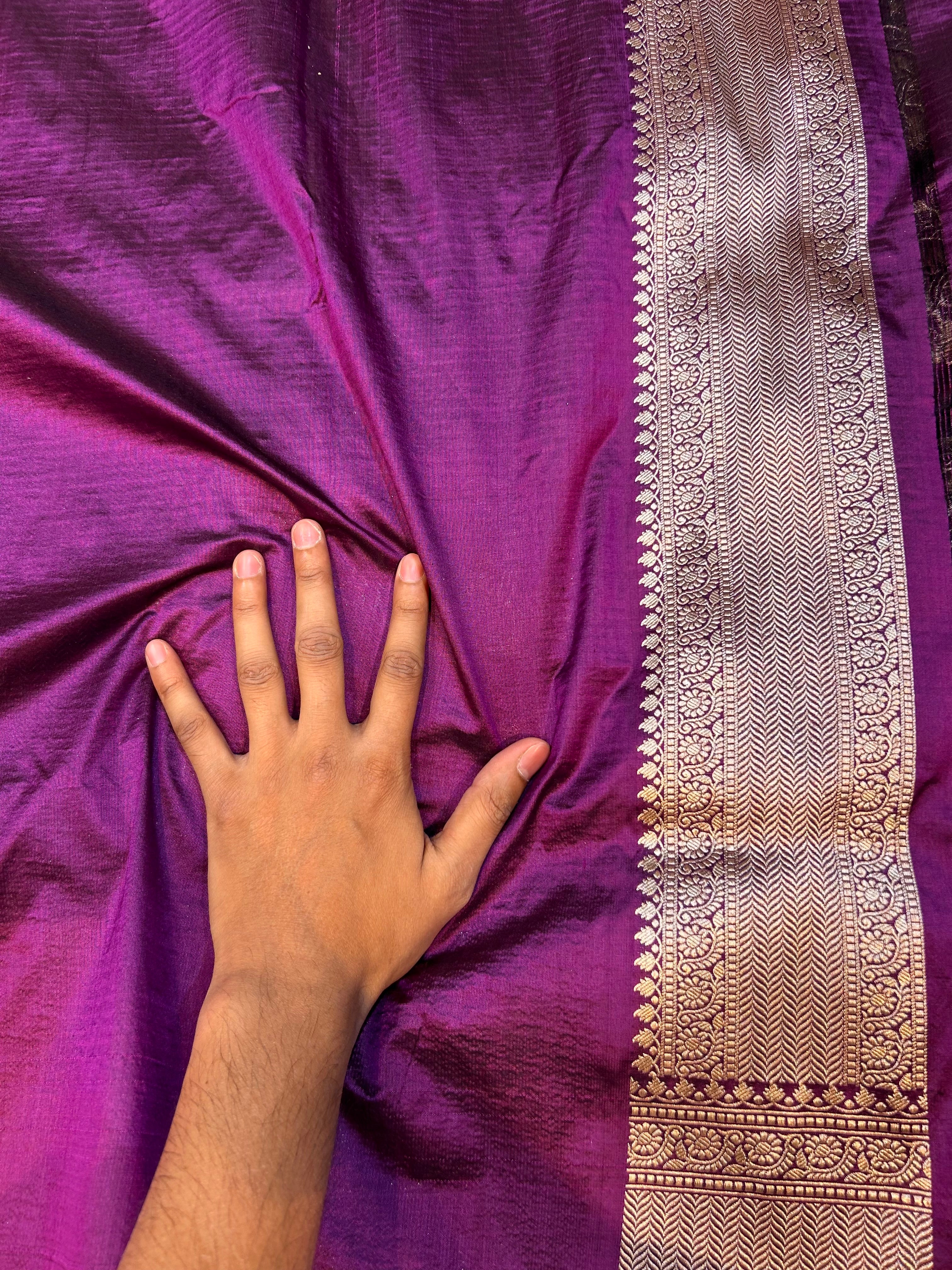 Wine Purple 100% Pure Banarasi Katan Silk Saree