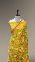 Lemon Banarasi Ektara Kora Jamdani Saree