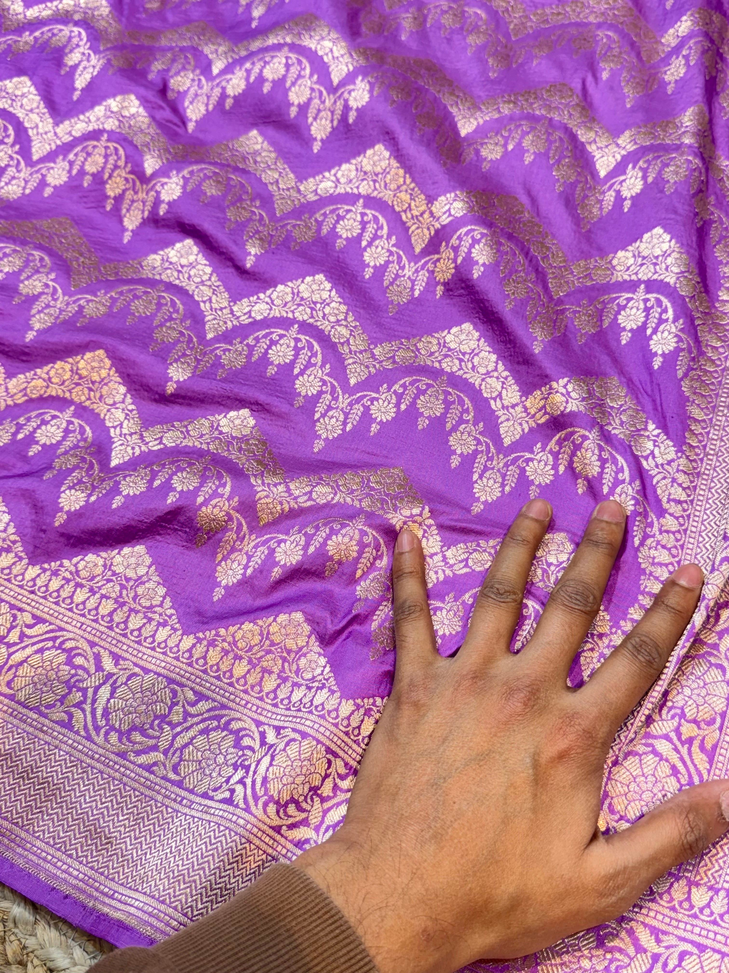 Lavender 100% Pure Katan Silk Saree