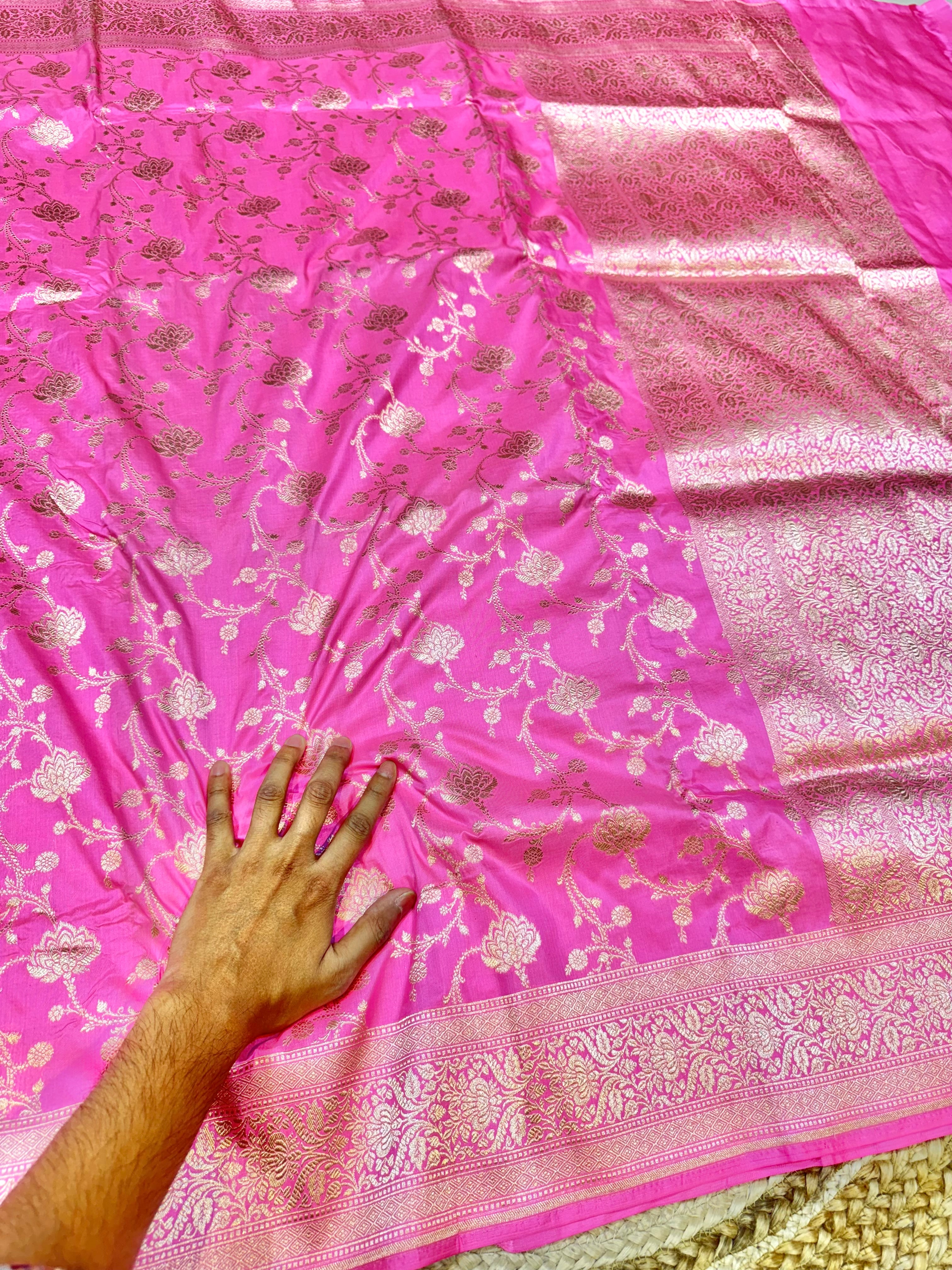 Baby Pink 100% Pure Banarasi Katan Silk Saree