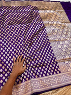 Violet Purple Pure Banarasi Katan Silk Saree