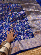 Royal Blue 100% Pure Banarasi Katan Silk Meenakari Saree