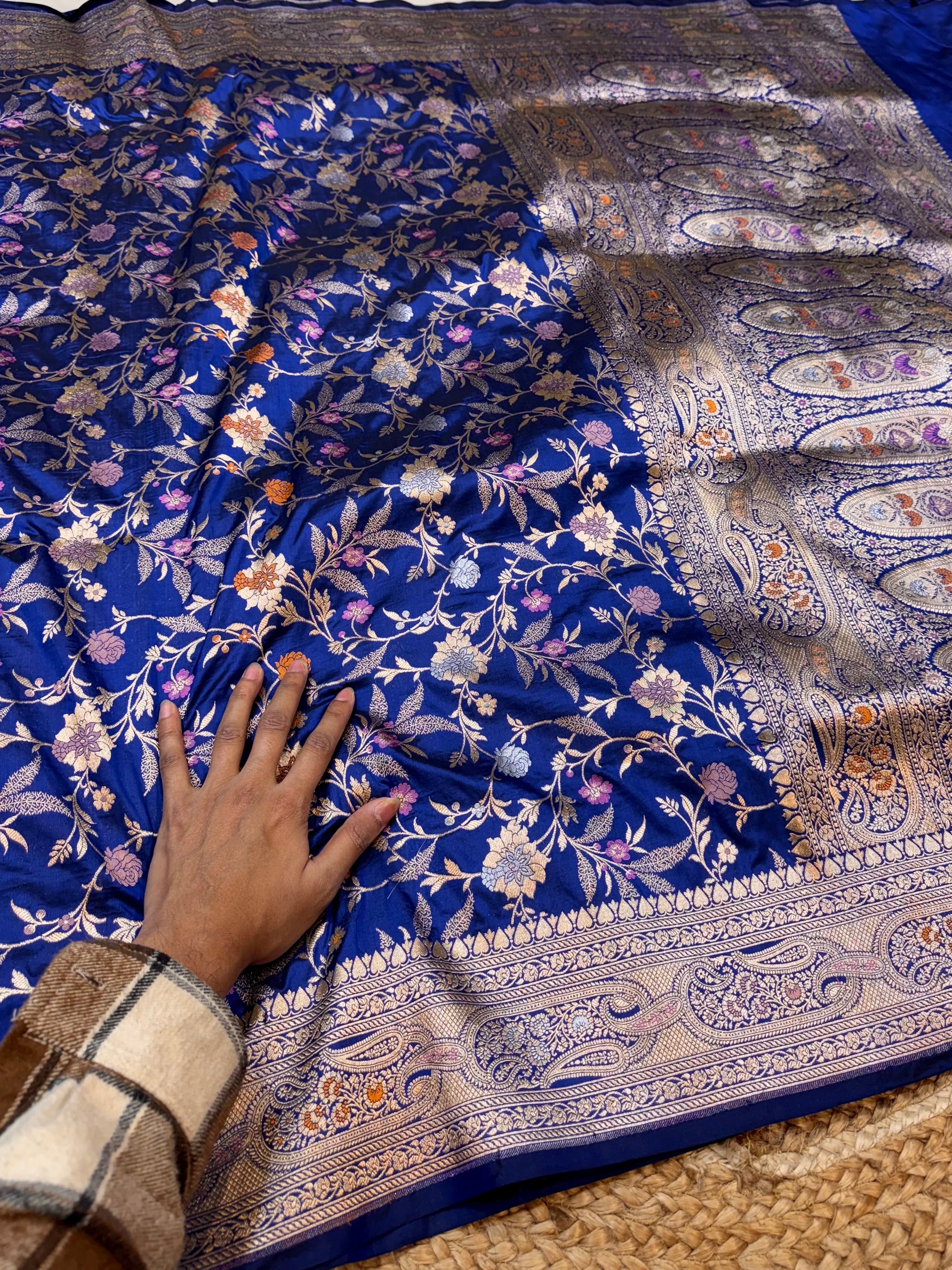 Royal Blue 100% Pure Banarasi Katan Silk Meenakari Saree