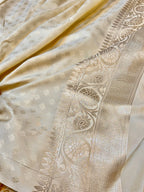 Beige Banarasi SemiKatan Silk Partywear Saree