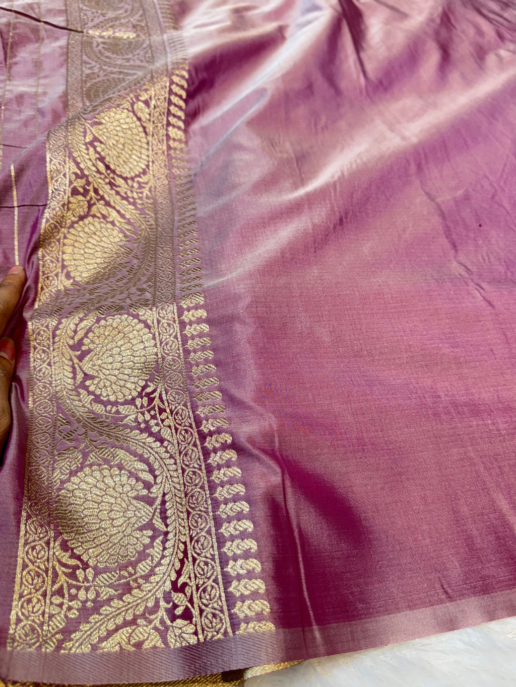 Dusty Pink Banarasi SemiKatan Silk Partywear Saree