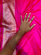 Rani Pink 100% Pure Banarasi Katan Silk Meenakari Saree