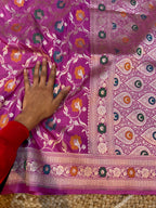 Dusty Pink 100% Pure Banarasi Katan Silk Meenakari Saree