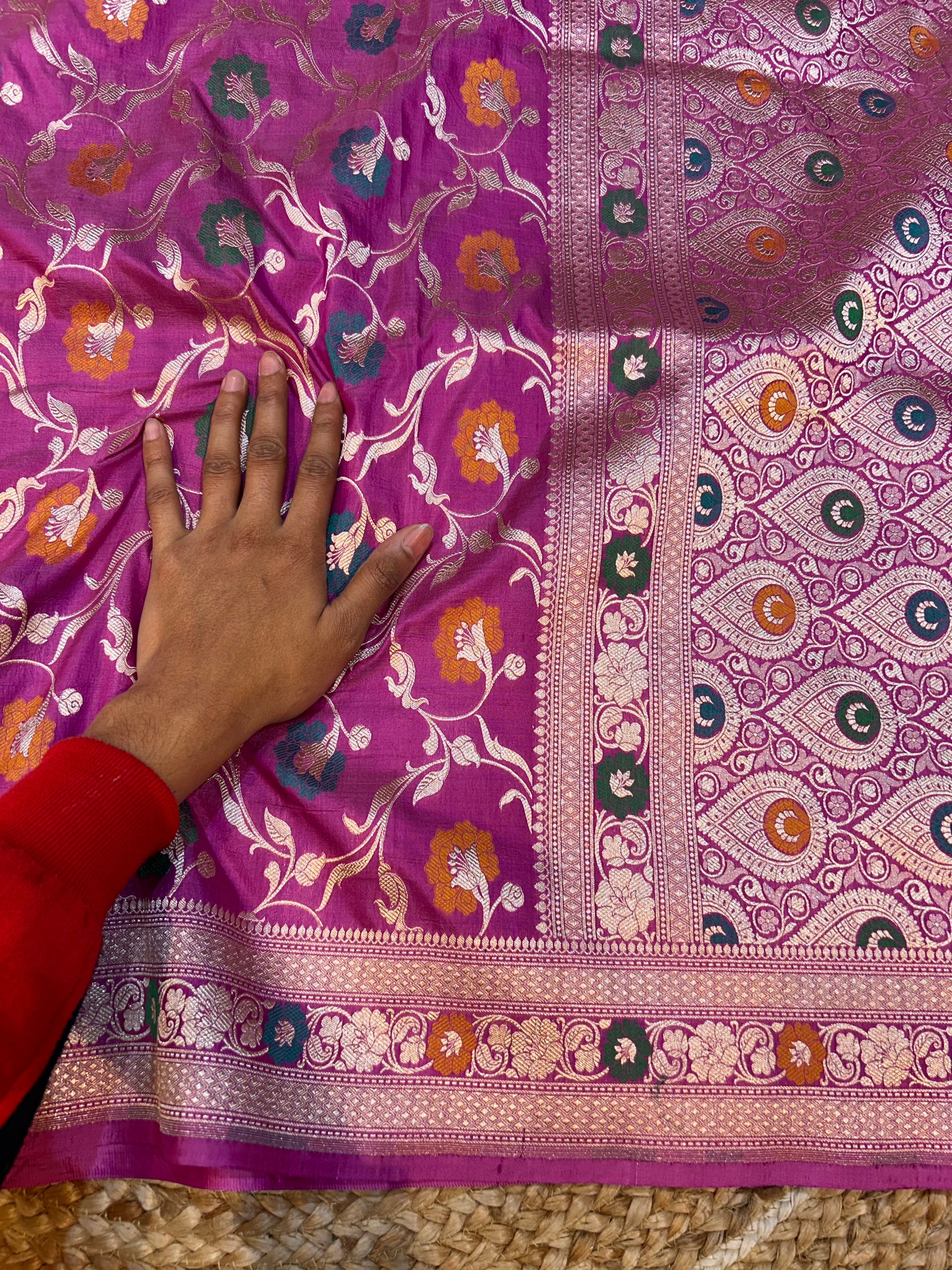 Dusty Pink 100% Pure Banarasi Katan Silk Meenakari Saree