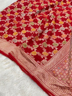 Red 100% Pure Banarasi Khaddi Georgette Meenakari Saree