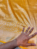 Sunflower Yellow 100% Pure Banarasi Katan Silk Brocade Saree
