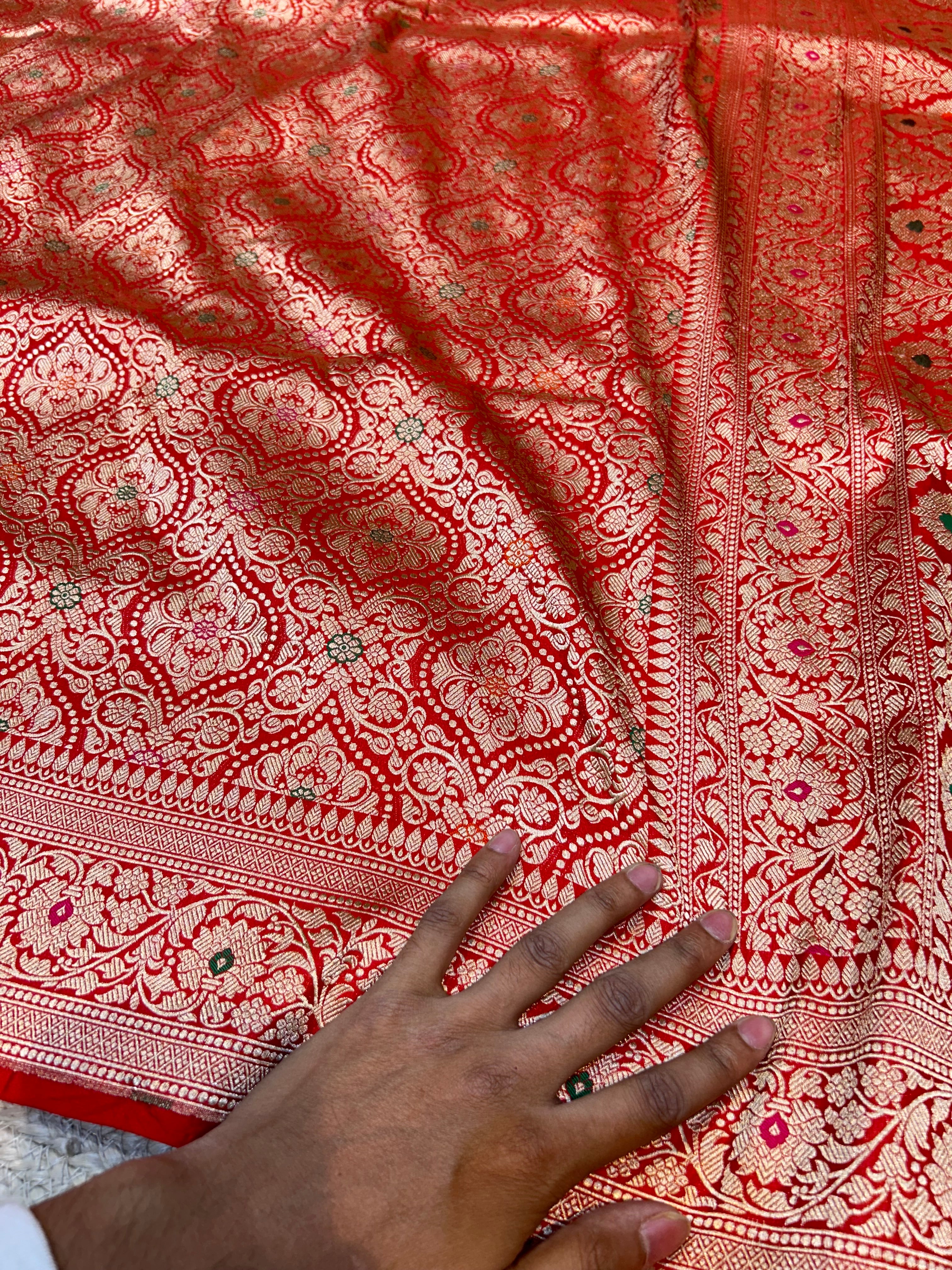Red 100% Pure Banarasi Katan Silk Meenakari Brocade Saree