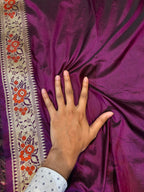Prebook | Wine Purple 100% Pure Banarasi Katan Silk Meenakari Saree