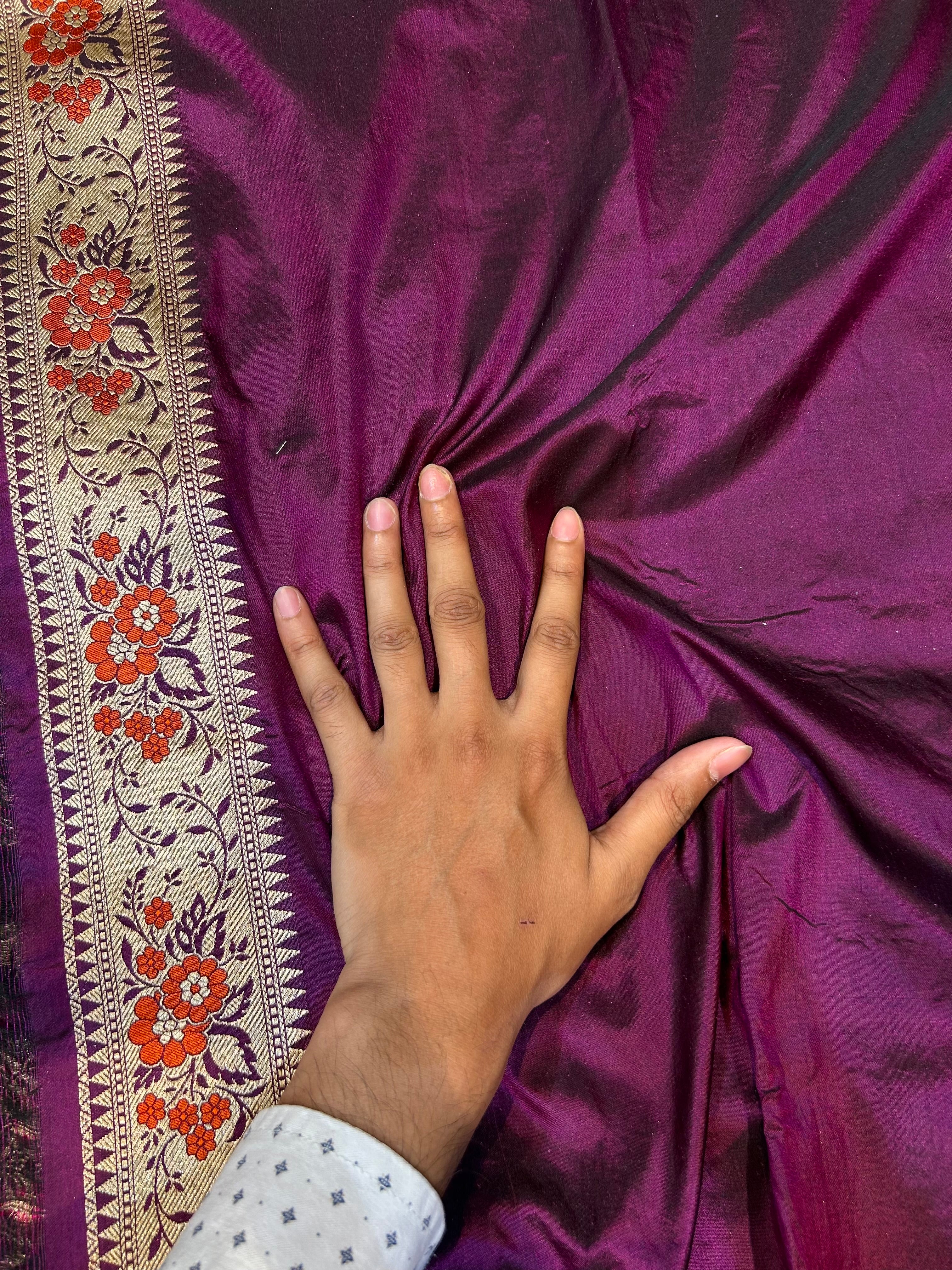 Prebook | Wine Purple 100% Pure Banarasi Katan Silk Meenakari Saree