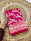 Rani Pink 100% Pure Banarasi Katan Silk Meenakari Sareee