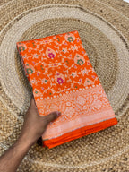 Fanta Orange 100% Pure Banarasi Katan Silk Meenakari Saree