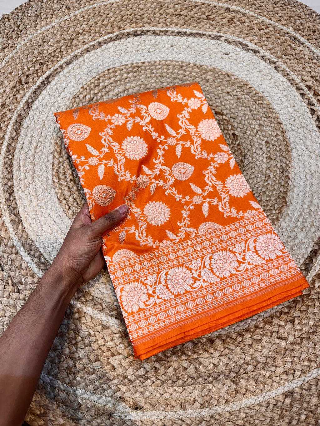 Fanta Orange 100% Pure Banarasi Katan Silk Saree
