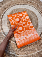 Fanta Orange 100% Pure Banarasi Katan Silk Saree