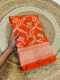 Fanta Orange 100% Pure Banarasi Katan Silk Meenakari Saree