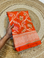 Fanta Orange 100% Pure Banarasi Katan Silk Meenakari Saree