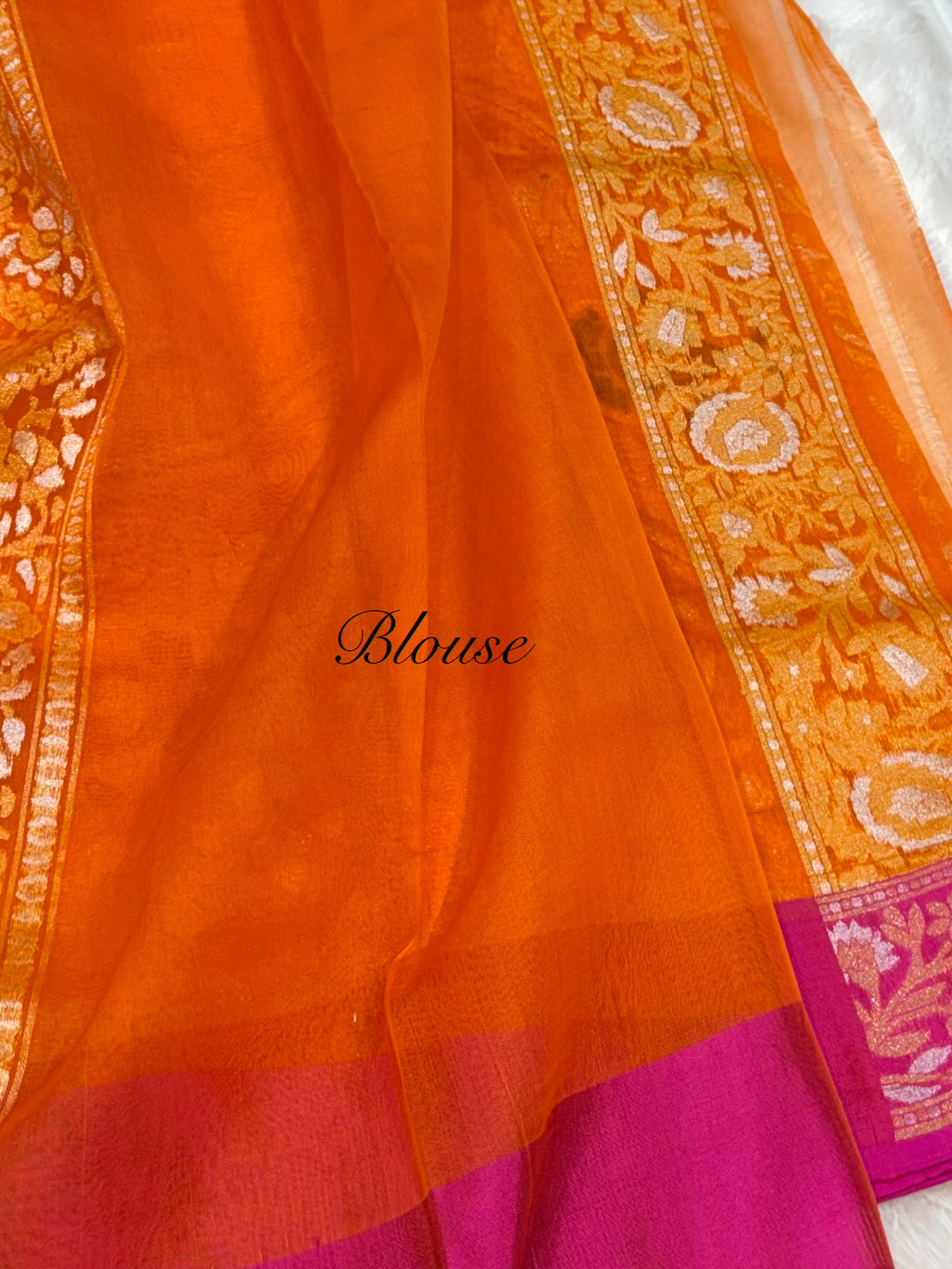 Fanta Orange 100% Pure Ektara Banarasi Kora Jamdani Saree