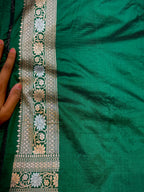 Bottle Green 100% Pure Banarasi Katan Silk Meenakari Saree