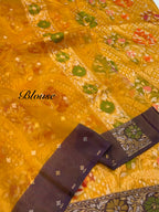 Prebook | Sunflower Yellow 100% Pure Ektara Banarasi Kora Jamdani Saree