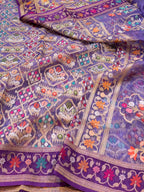 Prebook | Purple 100% Pure Ektara Banarasi Kora Jamdani Saree